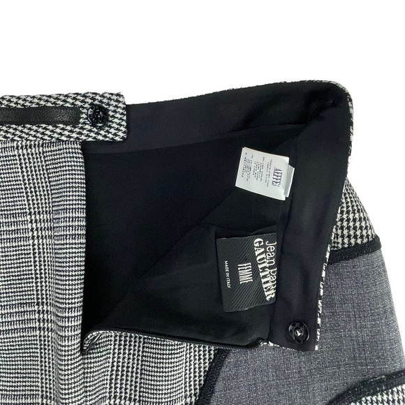 JEAN PAUL GAULTIER PANELED SHEATH HOUNDSTOOTH CHECK PLAID TAILORED PENCIL SKIRT - Picture 12 of 14